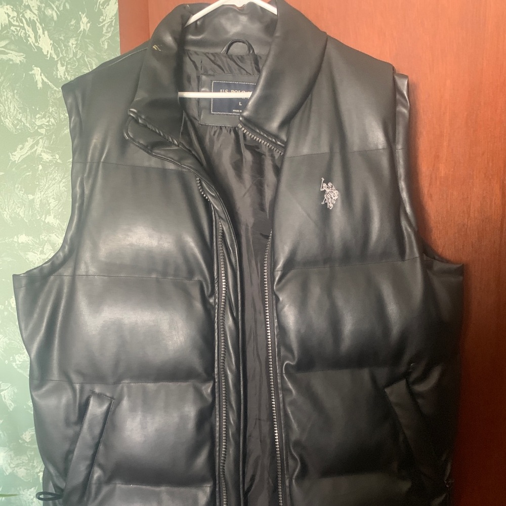 Polo  black Leather Vest.